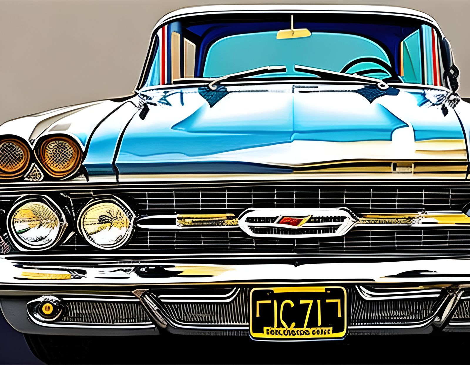 1960 Chevy Night: Mixed-Media Collage