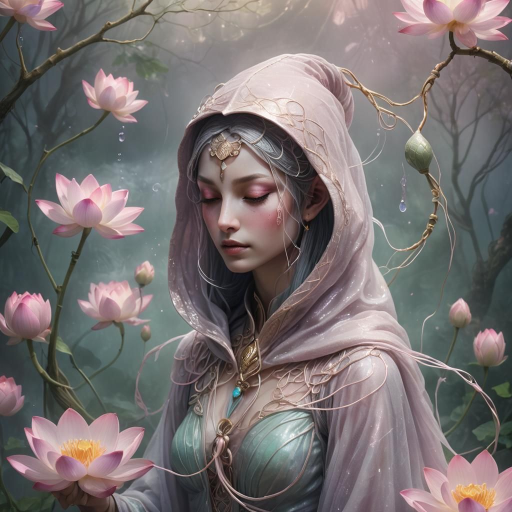 Lotus Cobra Guarding Potion in Fantasy Illustration