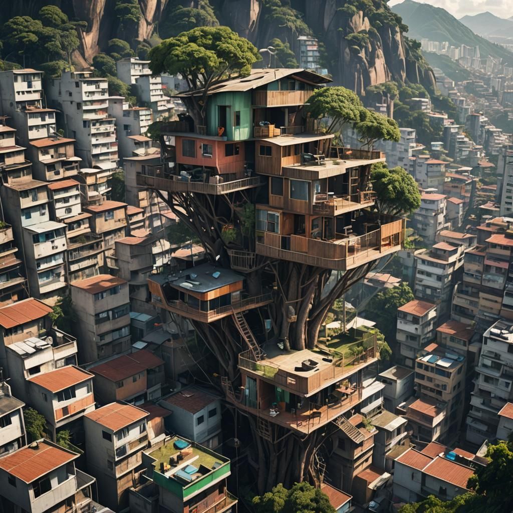 Futuristic Favela Treehouse: A Vision of Urban Innovation