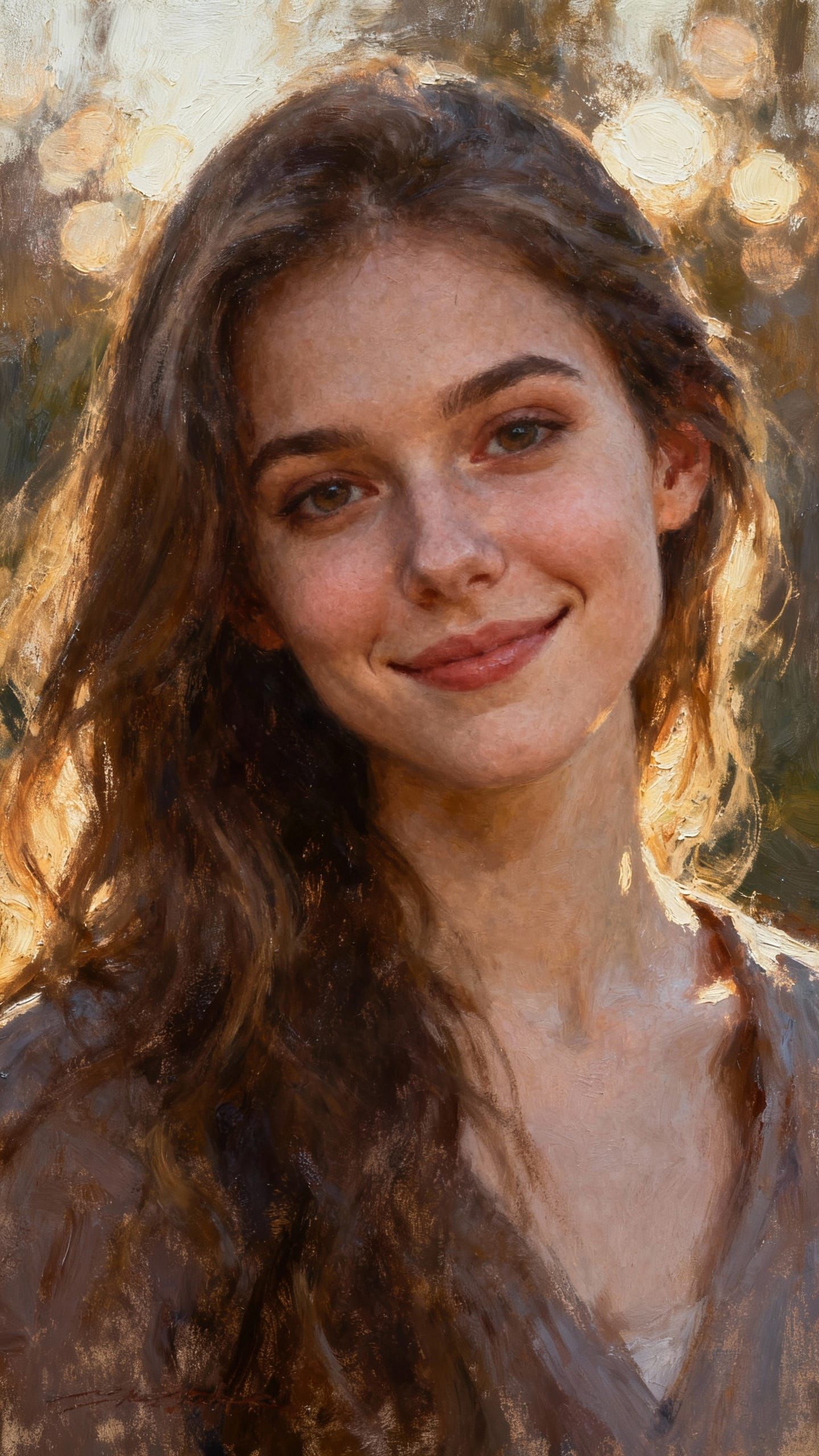 Beautiful Young Woman Smiling Softly in Razumov Style