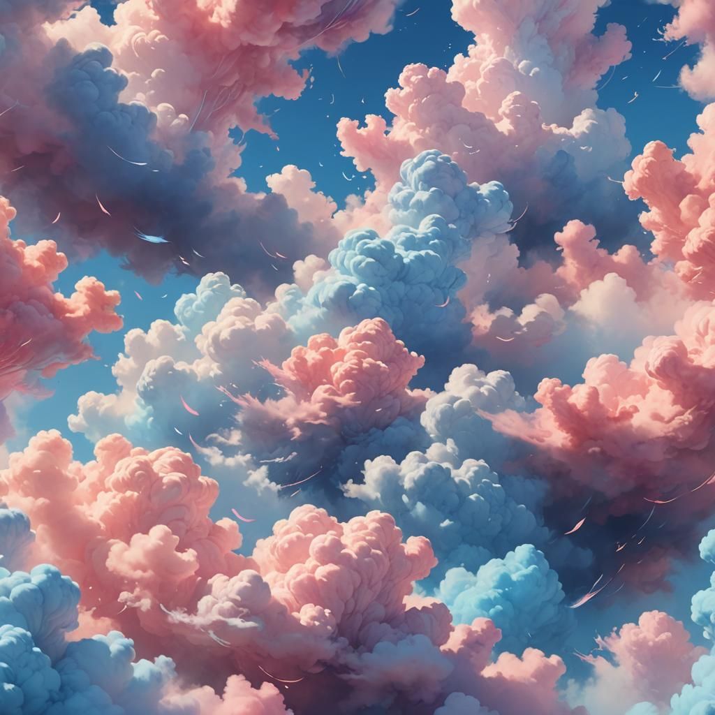 Pastel Clouds in Dreamy Fantasy Illustration