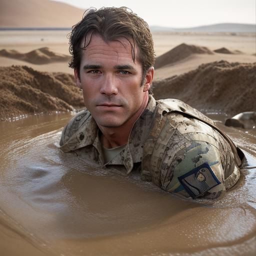 Navy Seal Sinking in Quicksand: Professional Portrait