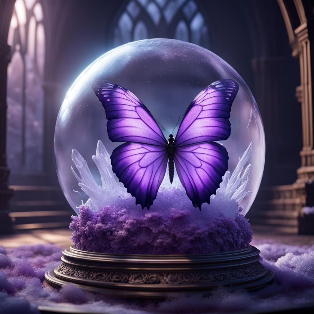 Icy Castle: Purple Butterfly in Crystal Ball