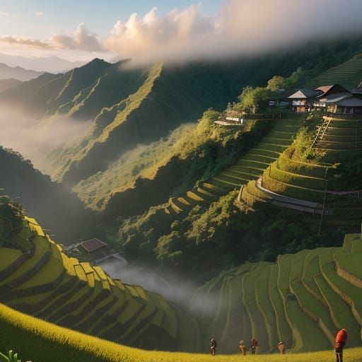 Banaue Rice Terraces: Cinematic Golden Hour Scene
