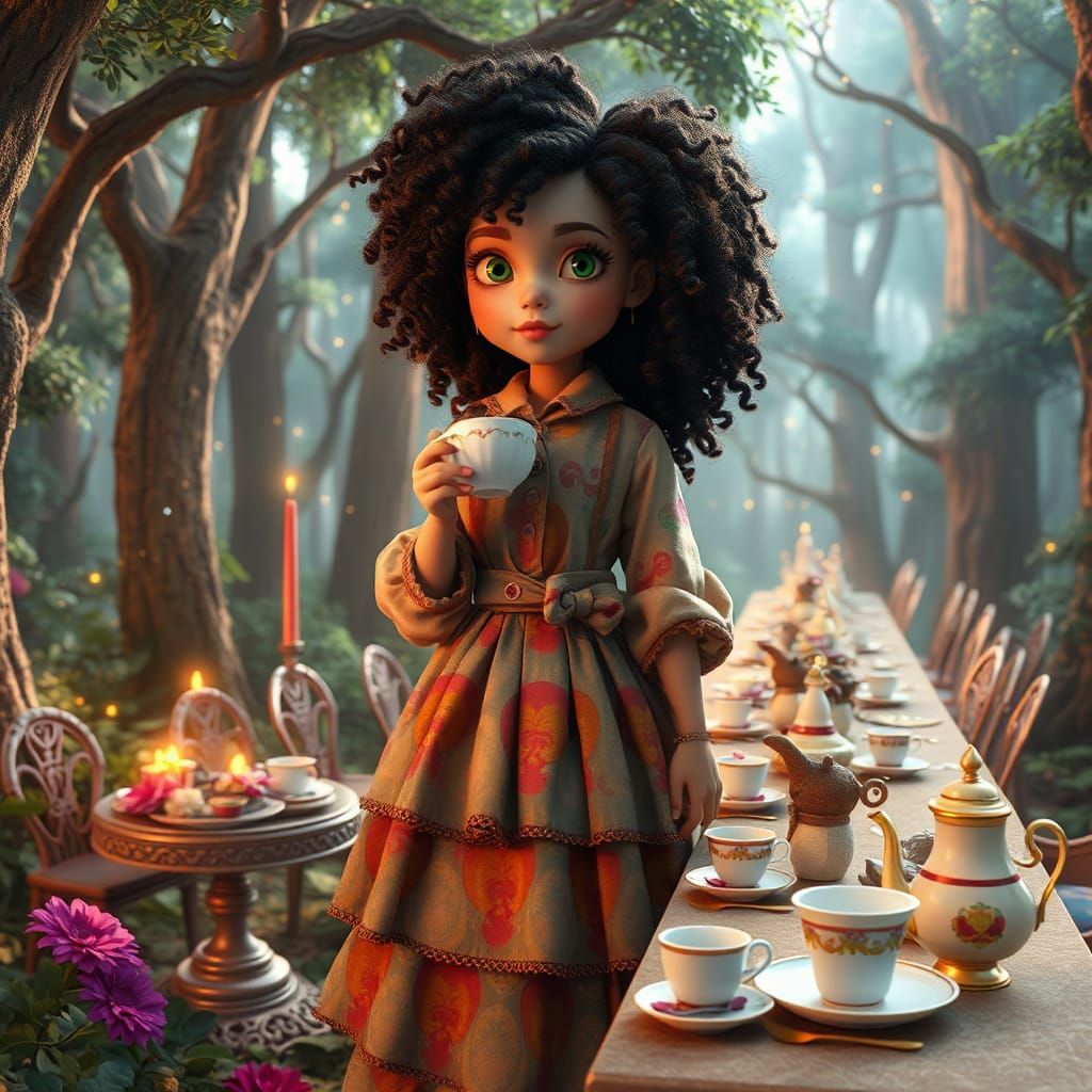 Enchanted Forest Tea Party: 3D Digital Art