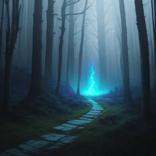 Mysterious Sorcerer Casting Spell in Misty Forest