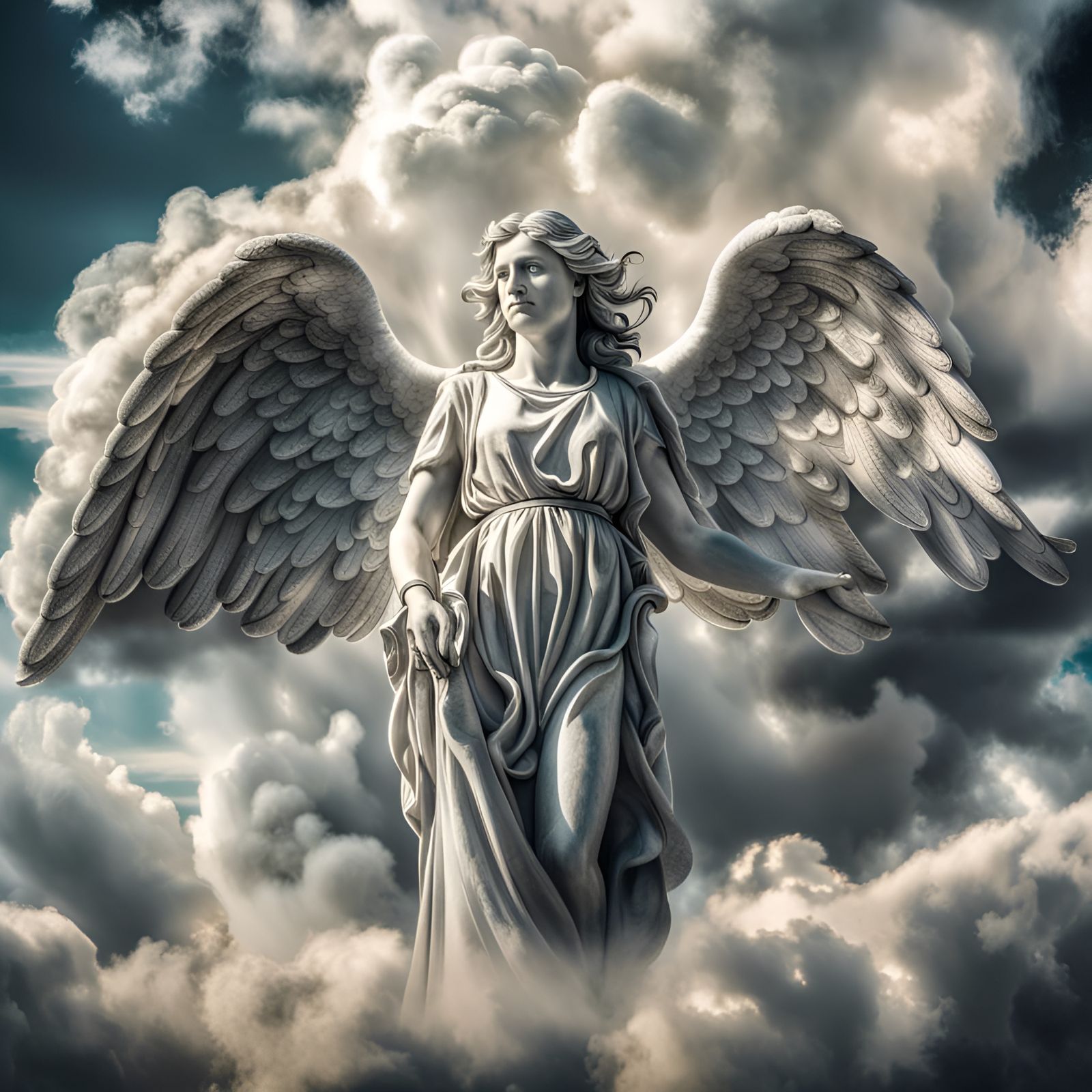 Angelic Cloud Formation in Atmospheric Sky