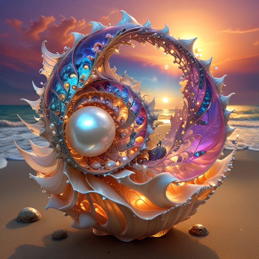 Ethereal Fairy in Fractal Shell Harmony