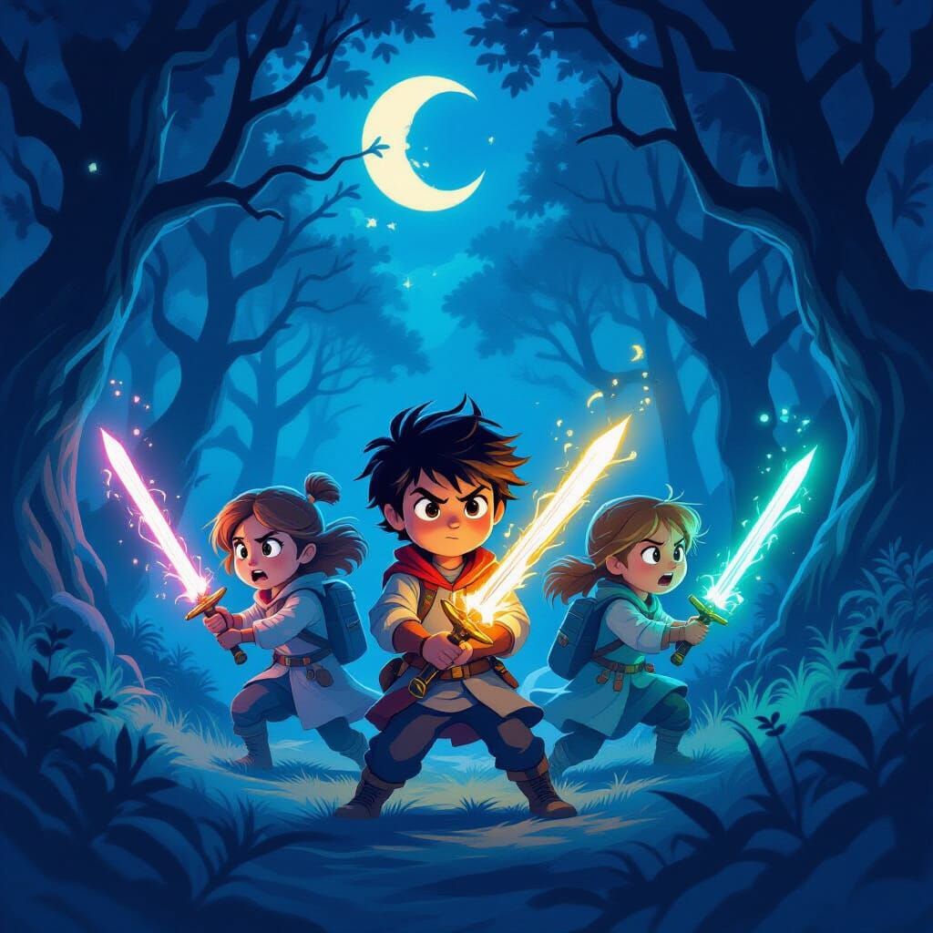 Children Battle Nightmares in Dreamlike Forest