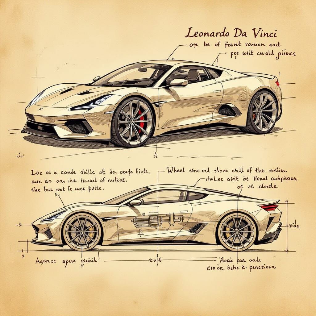 Da Vinci's Modern Sports Car: Renaissance Sketch
