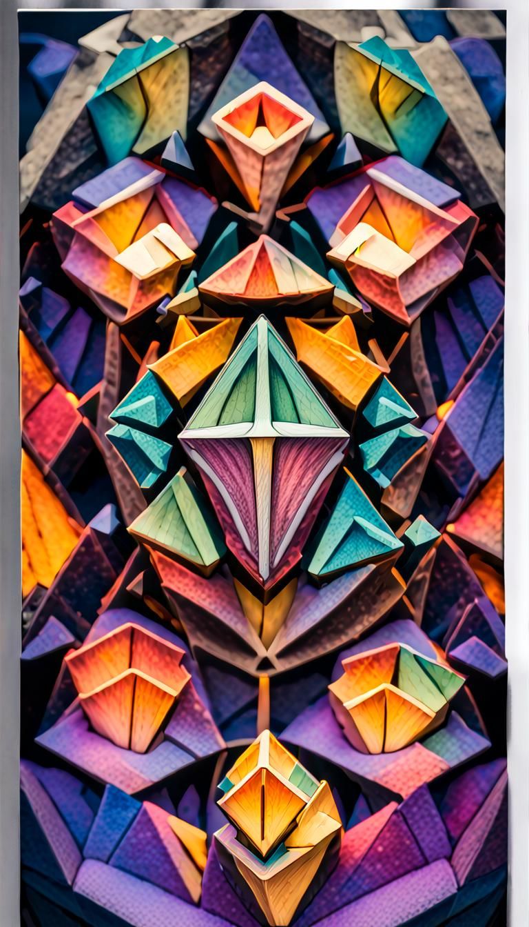 Faceted Sacred Geometry in Gemstone Colors