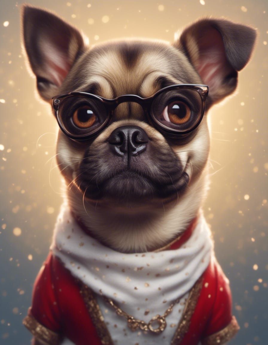 Cute Chug Dog with Chihuahua Attitude