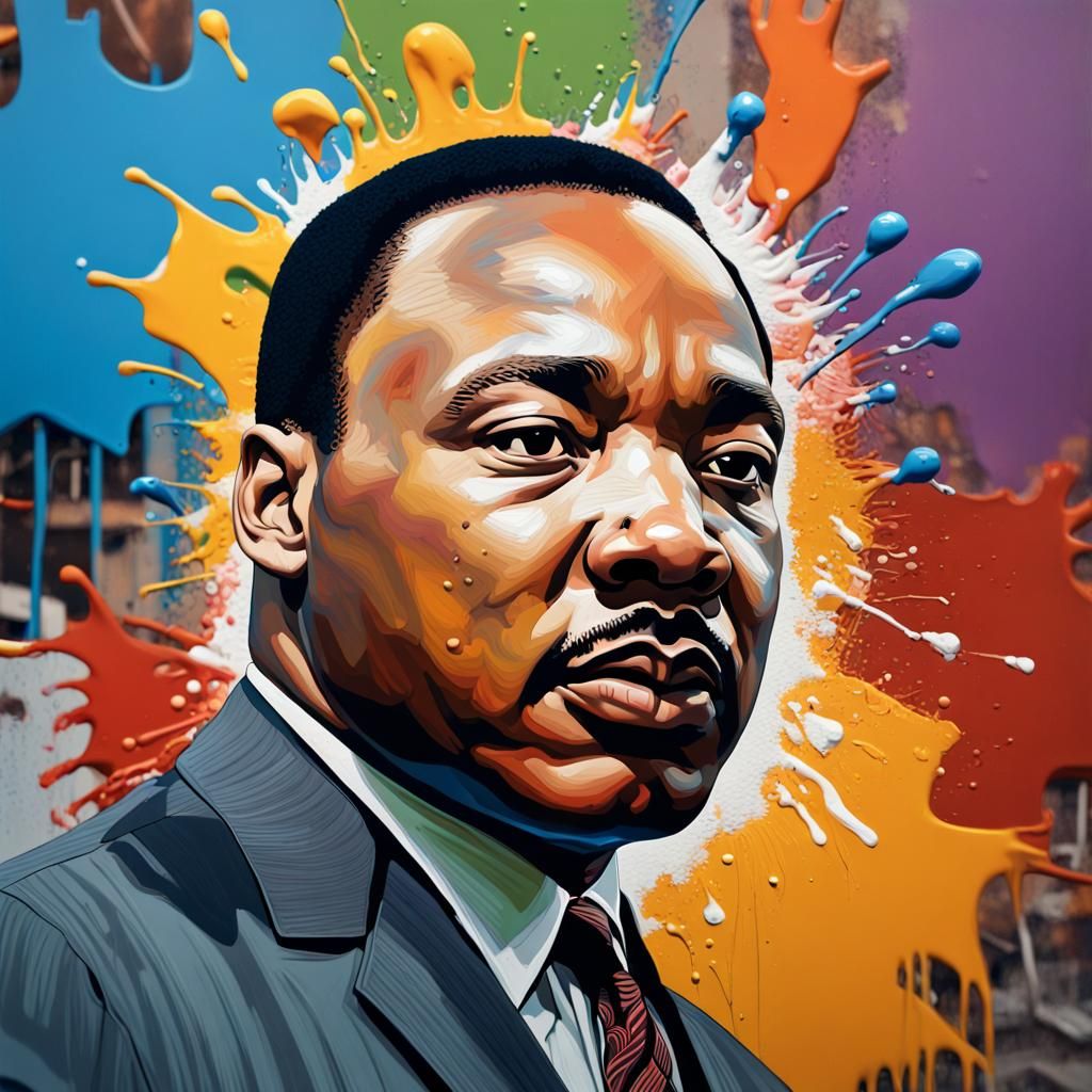 Hyperrealistic Martin Luther King Portrait in Splash Art Sty...
