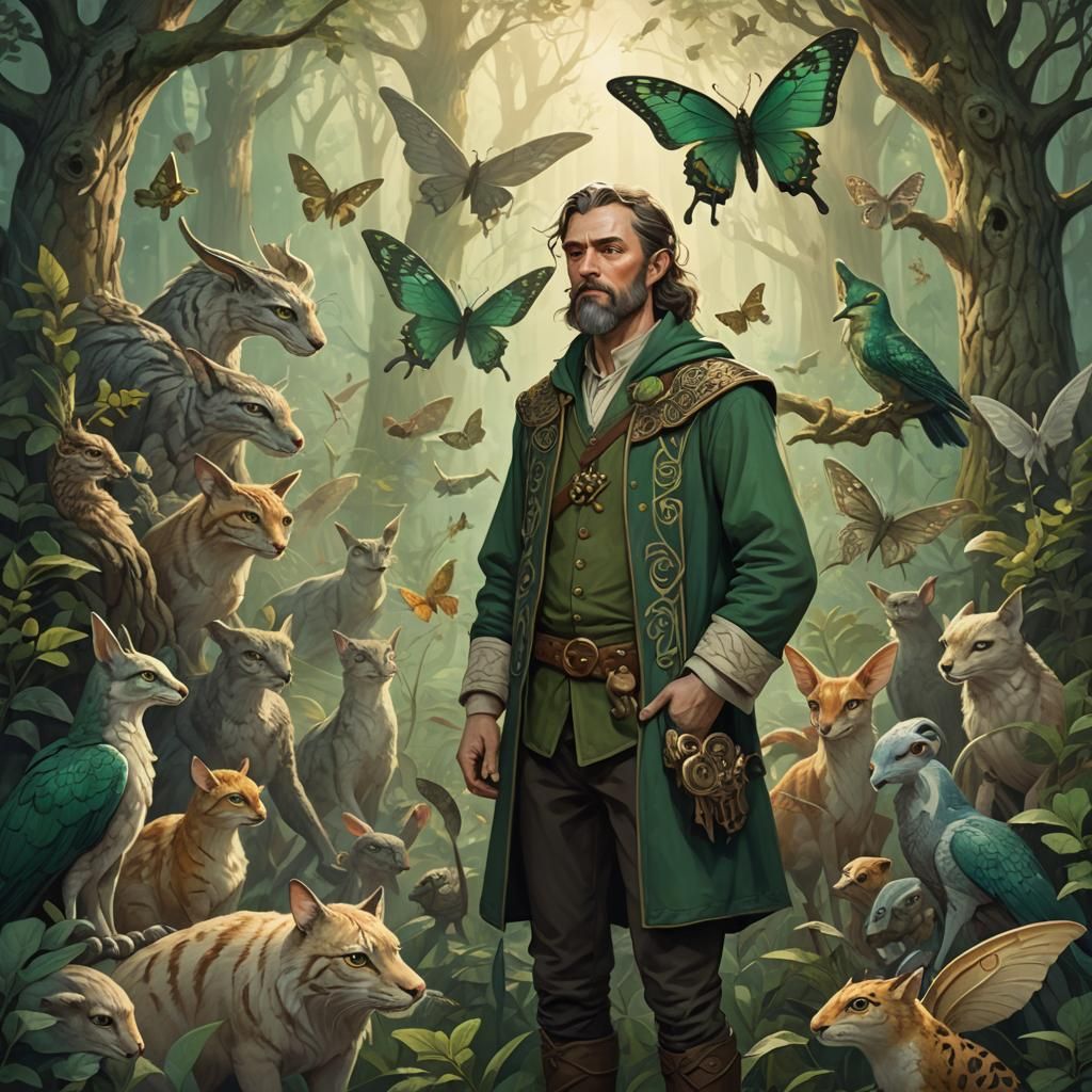 Celtic Merchant in Mystical Market Scene