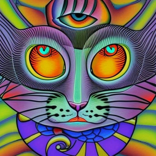 The Cheshire Cat. Vector math. Number 9. Aether. Intent. Imagination. Resonance. Frequency. Vibration. Synchrony. Felici...
