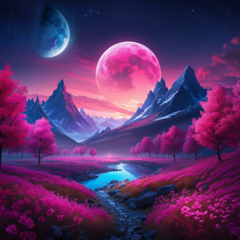 Floral Field Under Aurora in Fantasy Concept Art