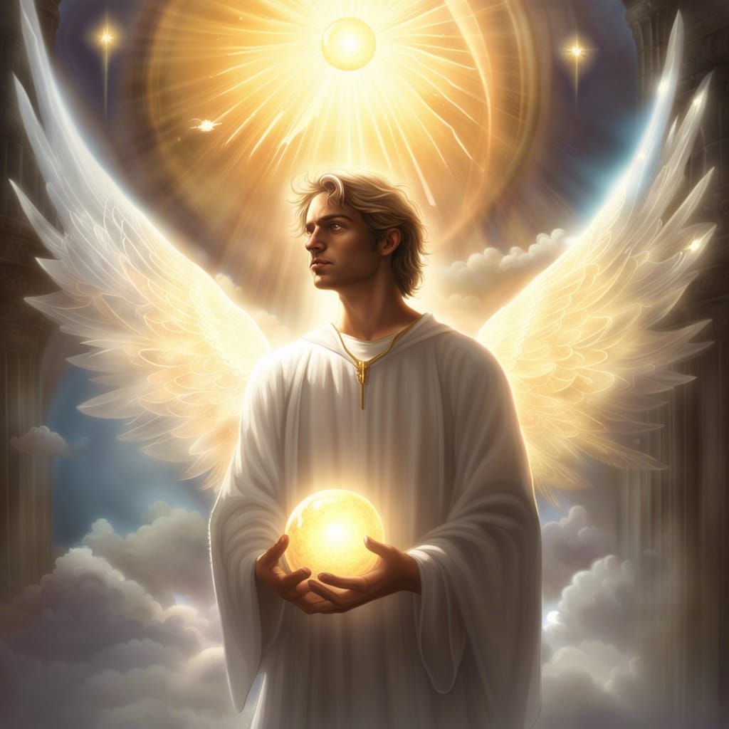 Youthful Angel in Divine Light, Dark Fantasy Art