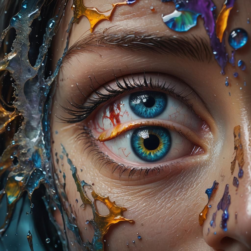 Eye Reflecting Baby Face, Photorealistic Close-up