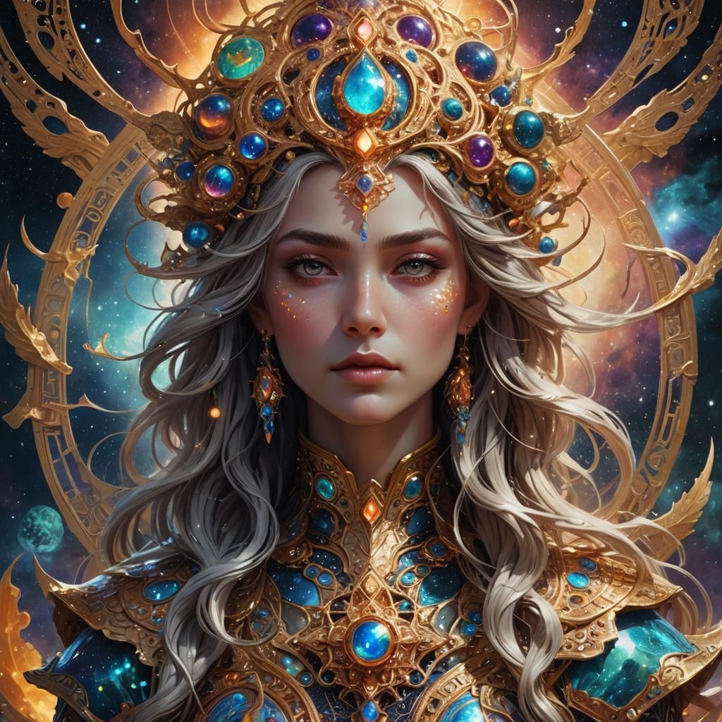 Divine Cosmic Entity Portrait in Ethereal Digital Art