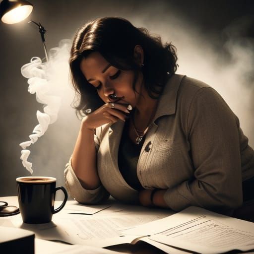 Dramatic Secretary Film Still With Spilled Coffee