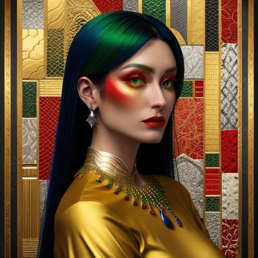 Colorful Spectrum: Red, Green, Yellow, and Gold