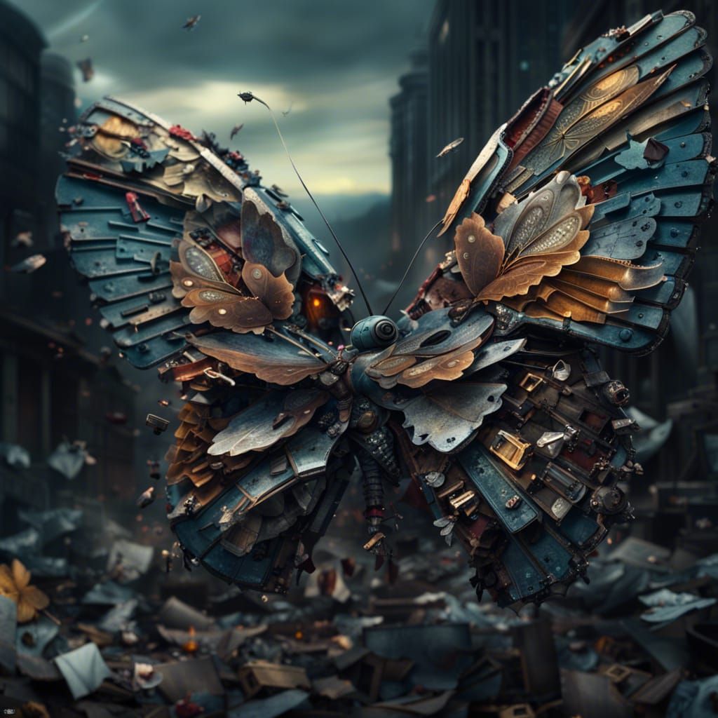 Butterfly of Trash: Detailed Digital Matte Painting