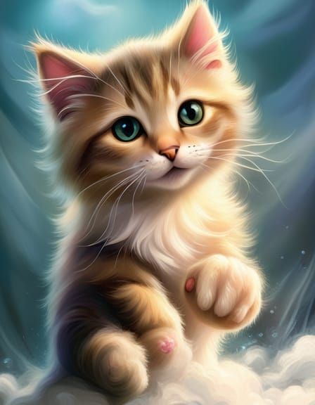 Adorable Kitten Face: Ethereal Digital Matte Painting