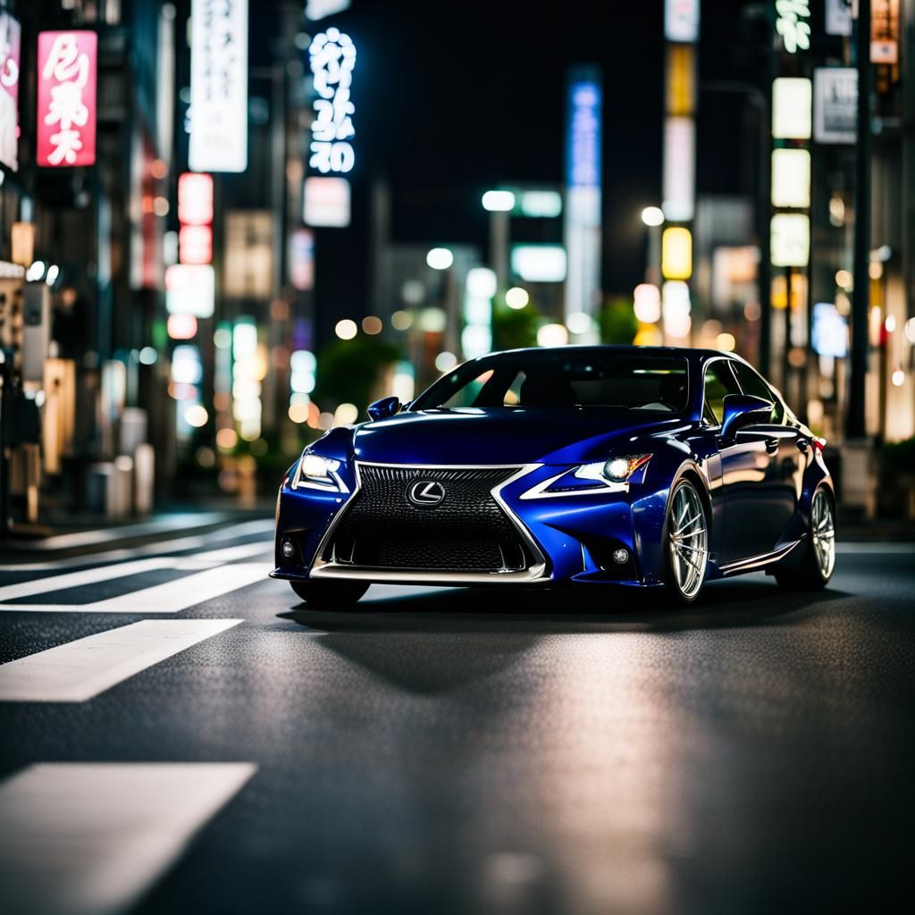 Slammed Lexus on Tokyo Streets at Night