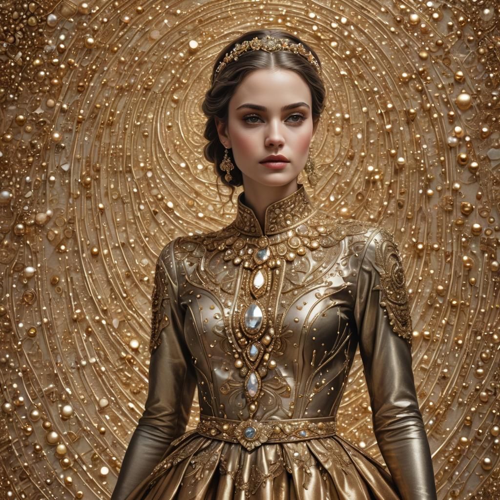 Dreamy Persian Woman in Renaissance Illustration Style