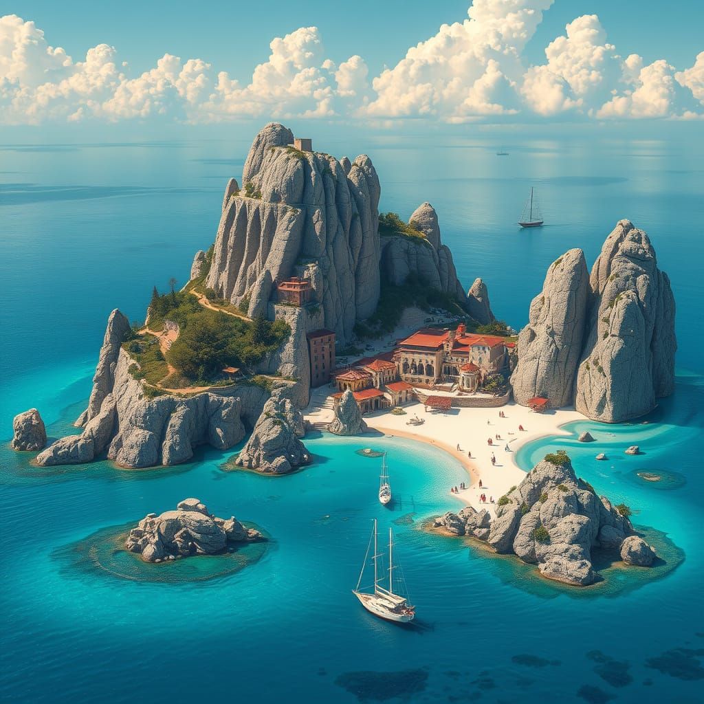 Psychedelic Cycladic Islands in a Visionary Style