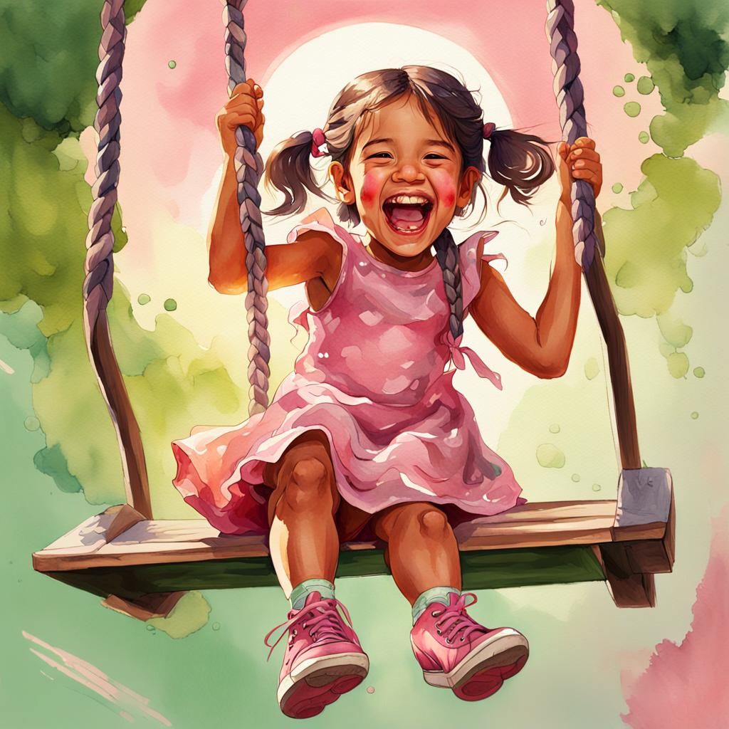 watercolor painting of a little girl