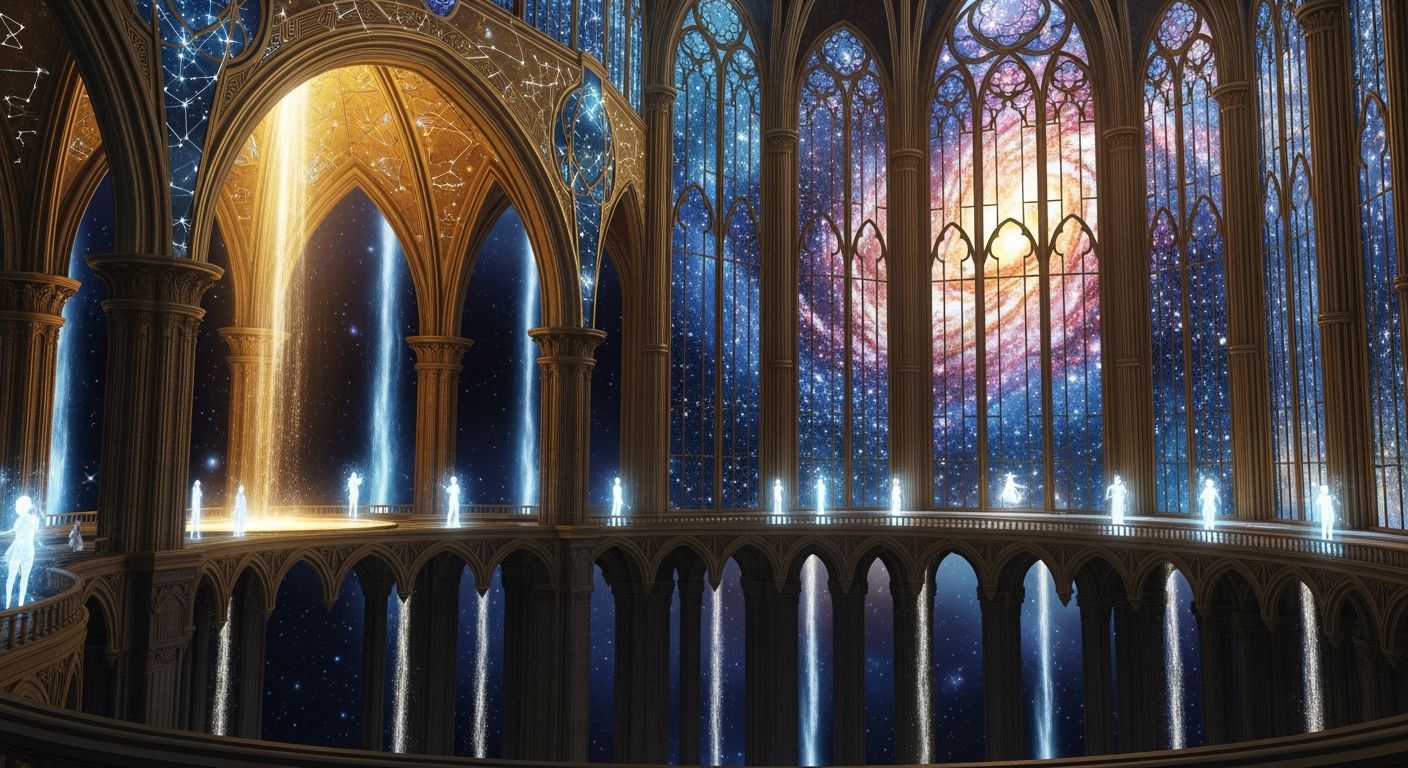 Majestic Cosmic Cathedral Drifting in Space