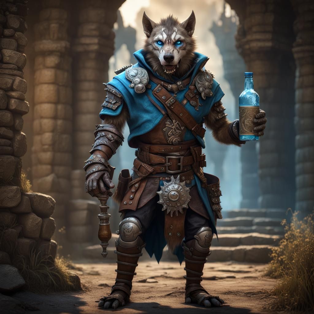 Gnoll in Armor with Medicine, Fantasy Concept Art