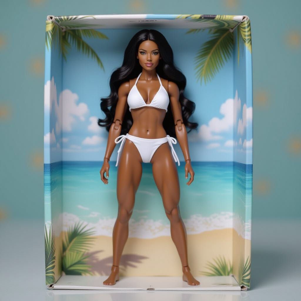 Hyperrealistic Action Figure of Woman in Bikini