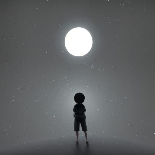 Stylized Moonlit Scene in 3D Digital Art