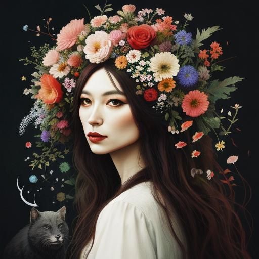 Paleolithic Woman in Synchronized Chaos, Watercolor Style