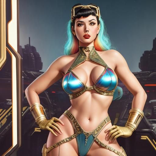 Retro Sci-Fi Pinup in Brass Bikini
