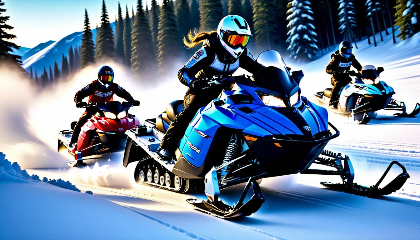 Dynamic Snowmobile Race in Photorealistic Style