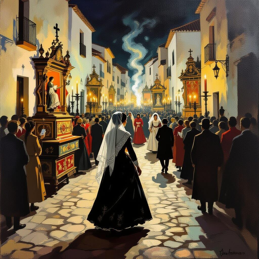 Andalucian Woman in Holy Week Procession