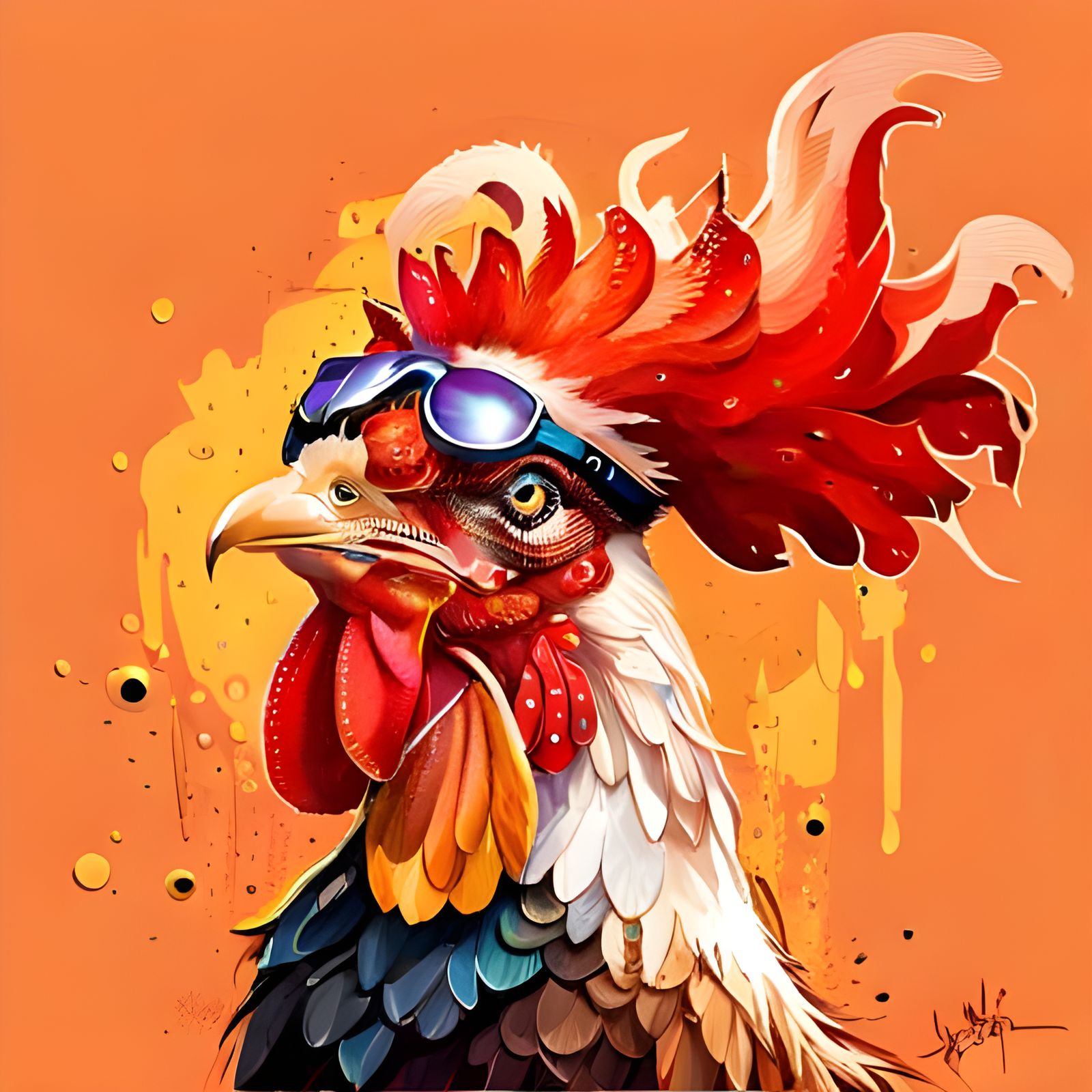 Punk Rock Rooster Portrait in Hyperrealistic Digital Art