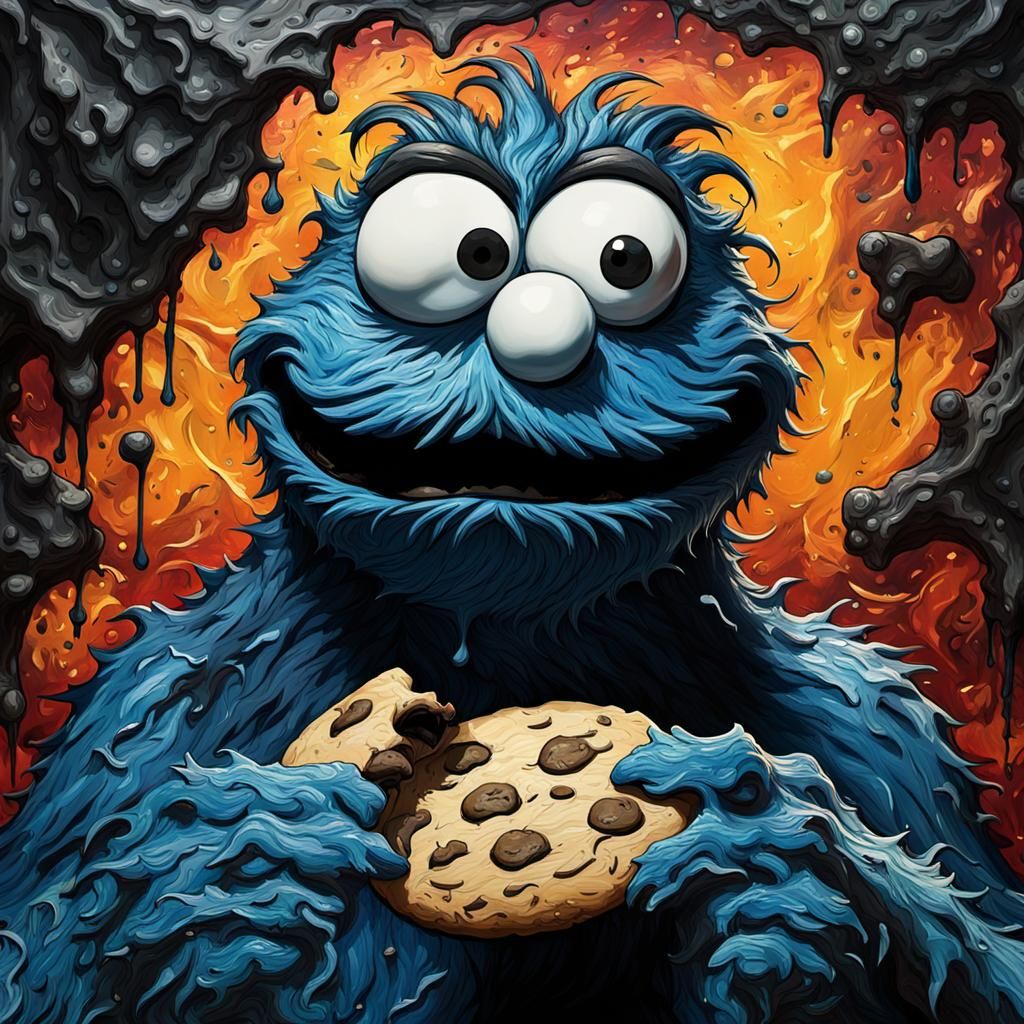 Grotesque Cookie Monster: Decaying Impressionist Masterpiece
