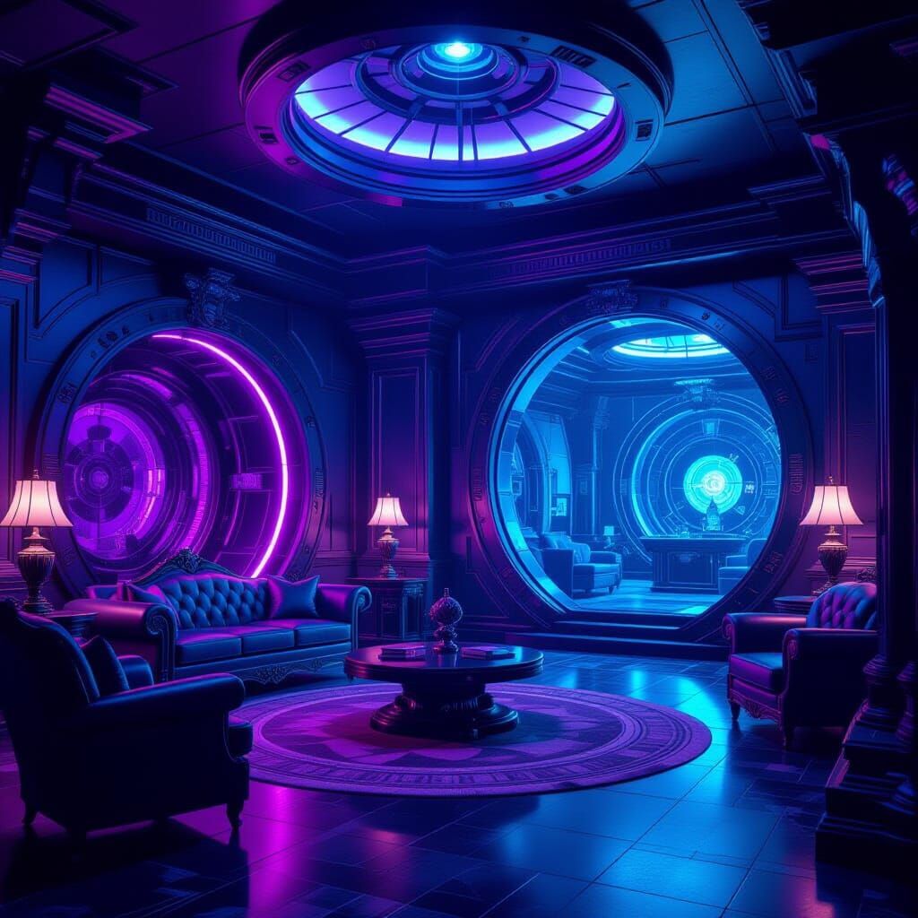 Villain's Opulent Penthouse Lair with Hidden Labs