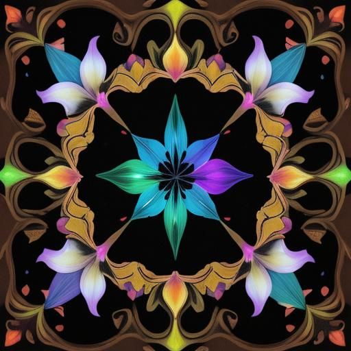Surreal Crystal and Rainbow Floral Unity 3D Illustration