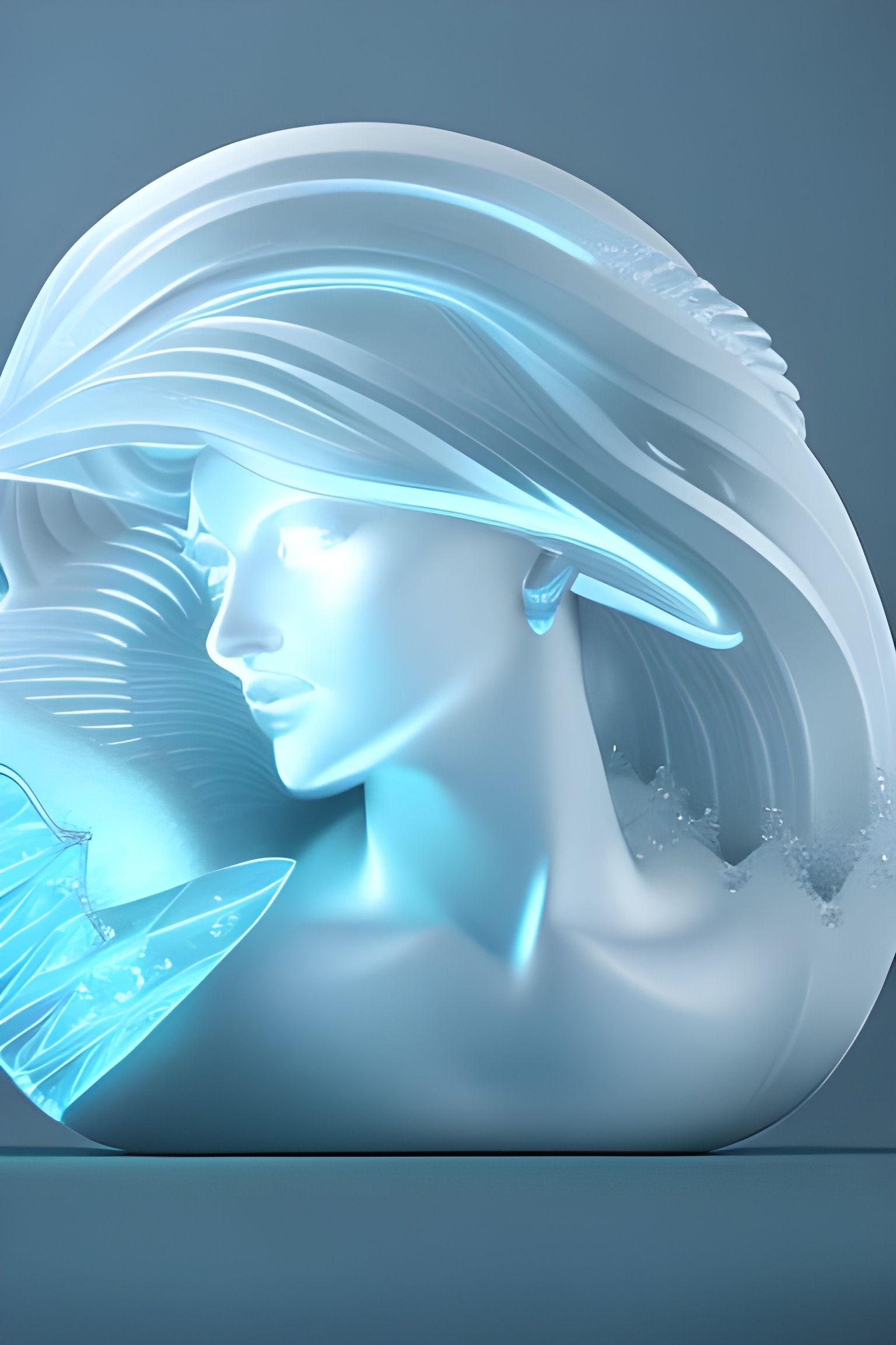 Majestic Ice Statue in Winter Landscape