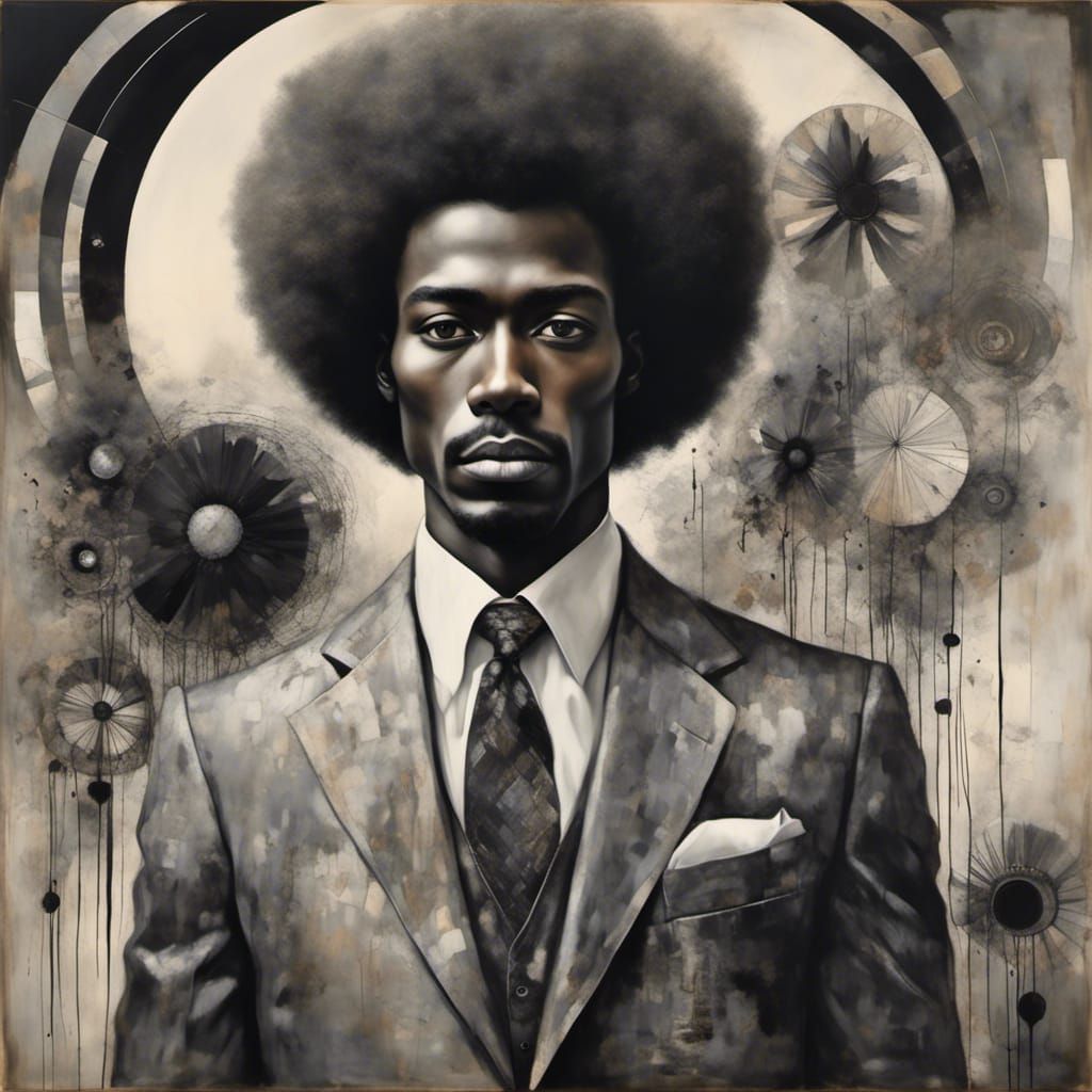 70s Fashion: Black Man in Suit, Retro Engraving