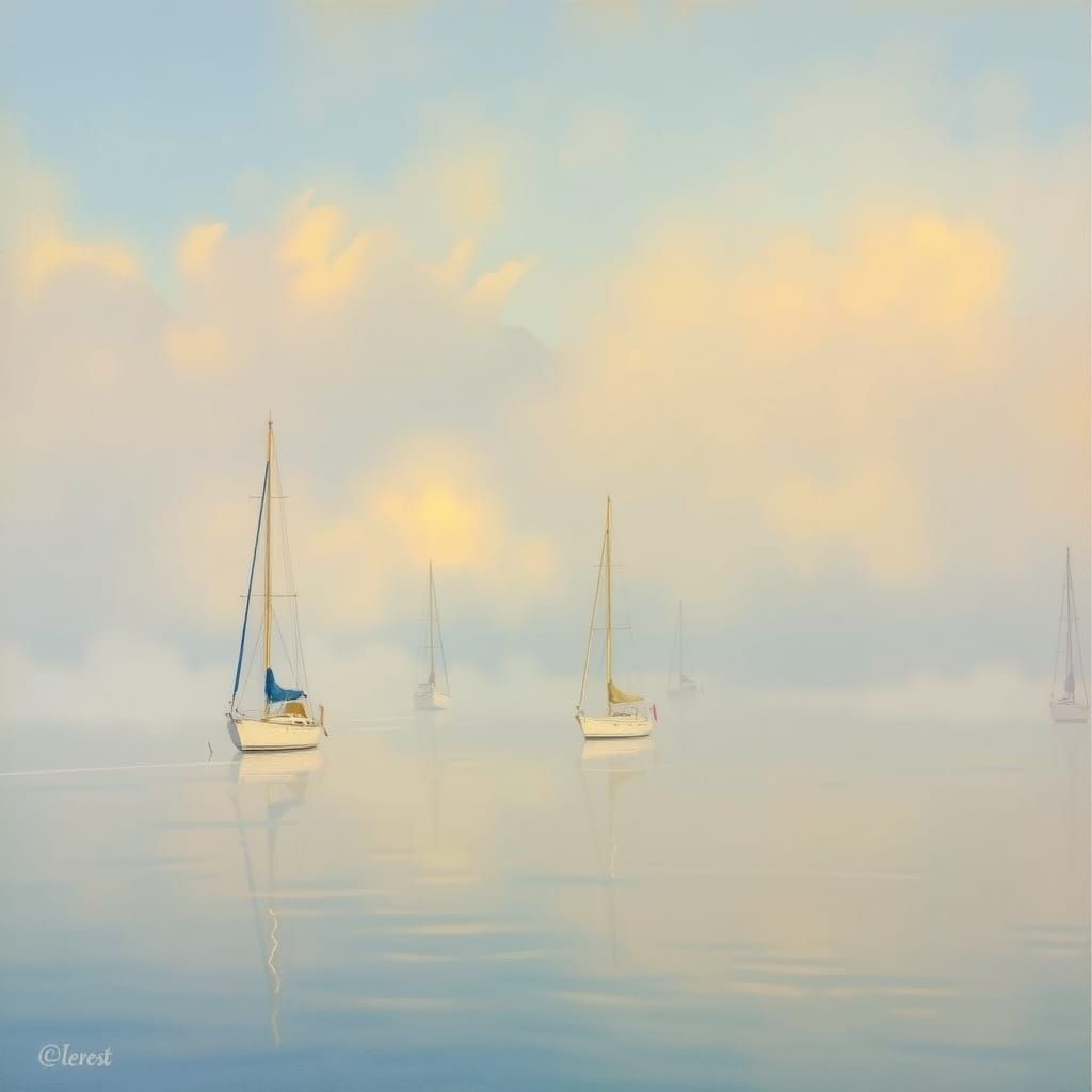 Hampton Bays Serene Morning Mist Seascapes