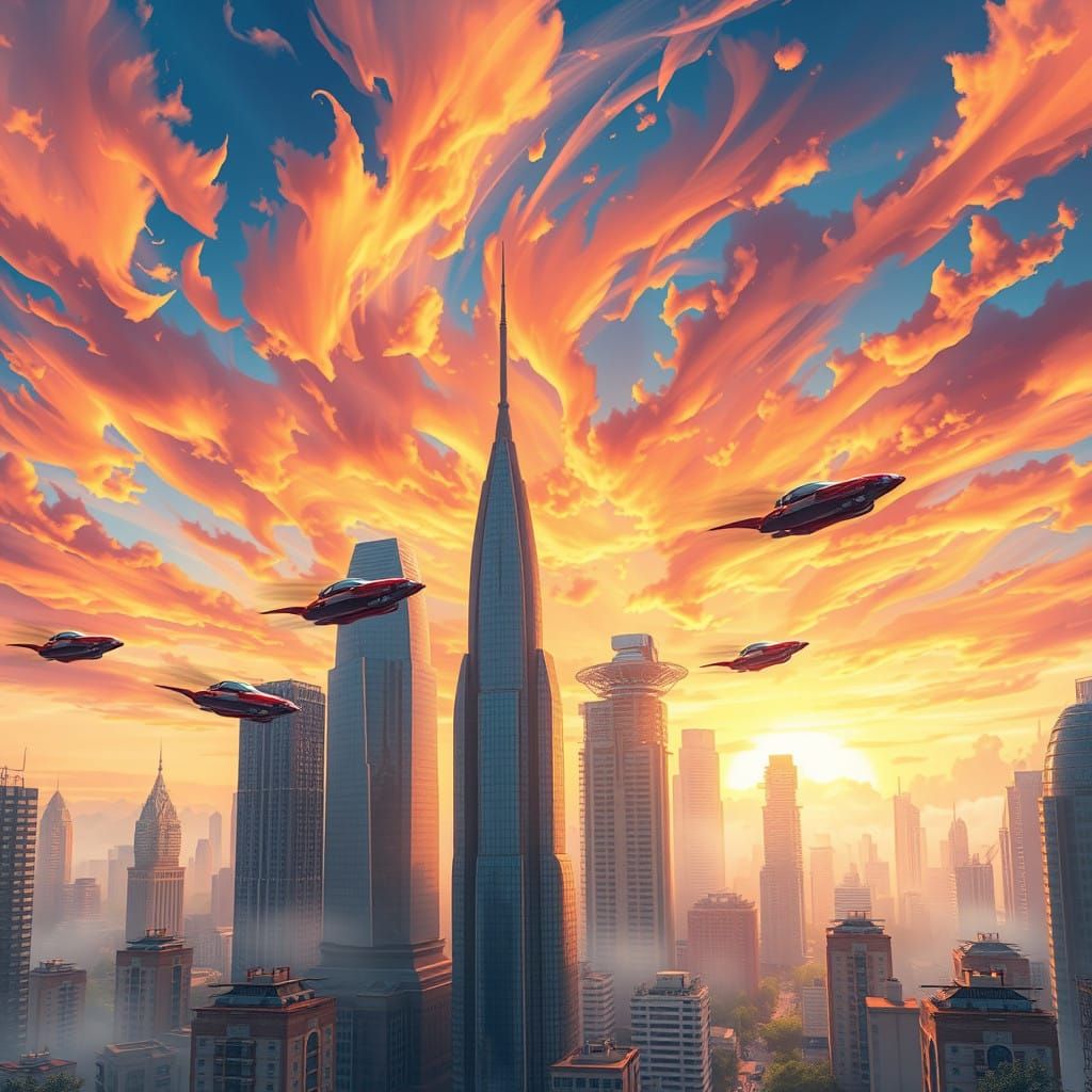 Ethereal Metropolis in Vibrant Colors