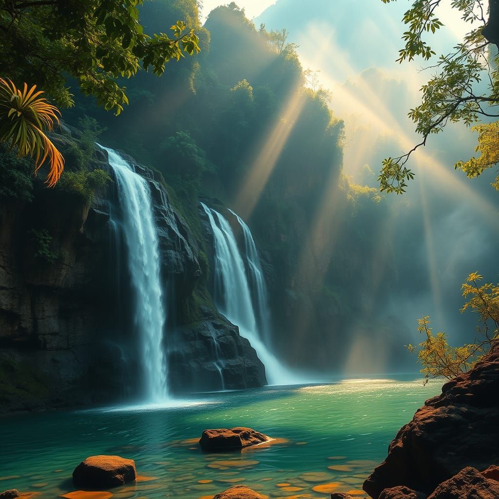 Kuang Si Falls, Laos: Mystical Digital Art