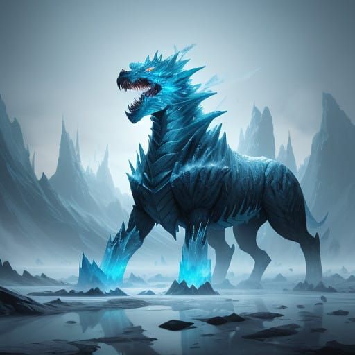 Majestic Glacier Reptile in Icy, Crystalized Armor