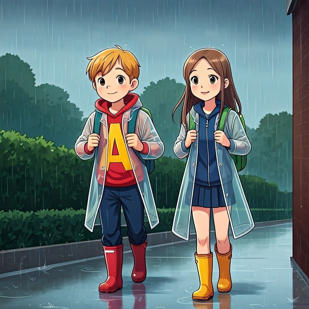 Alvin and Brittany Brave the Rainy Walk Home